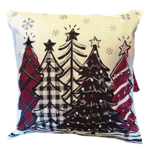 Christmas Tree Pillow Cover 17in x 17in Holiday Decor With Snowflake Design - Picture 9 of 9